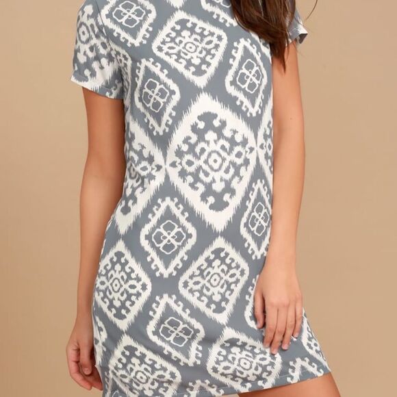 ✨ Give Me a Print Light Blue Print Shift Dress✨ - Picture 1 of 7